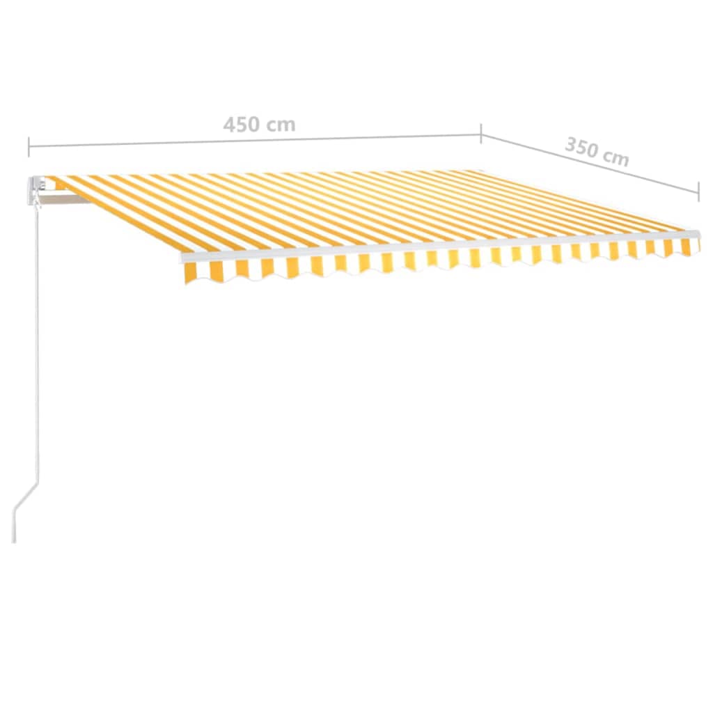 vidaXL izvelkama markīze ar kātiem, 4,5x3,5 m, manuāla, dzelteni balta