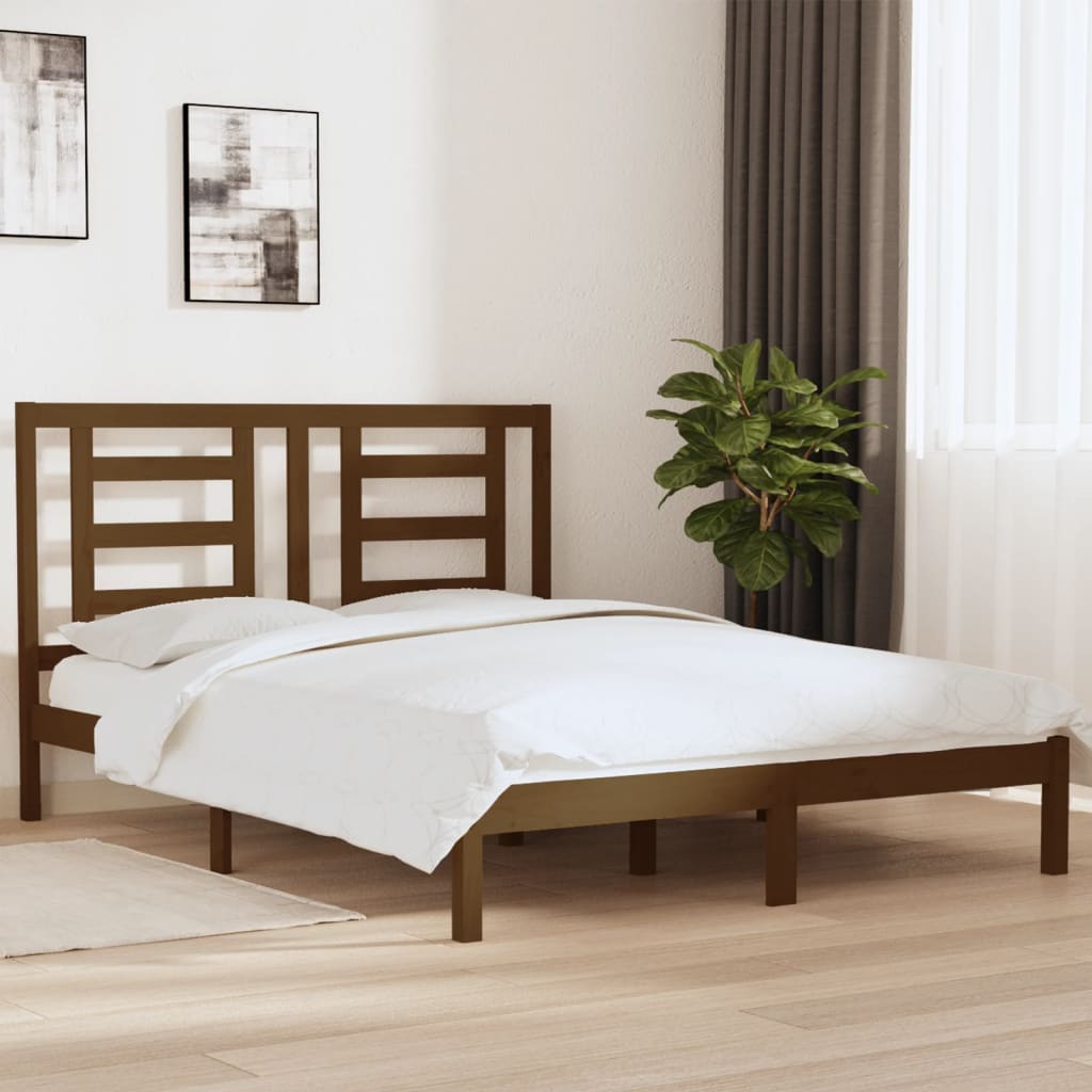 vidaXL gultas rāmis, medus brūns, priedes masīvkoks, 160x200 cm