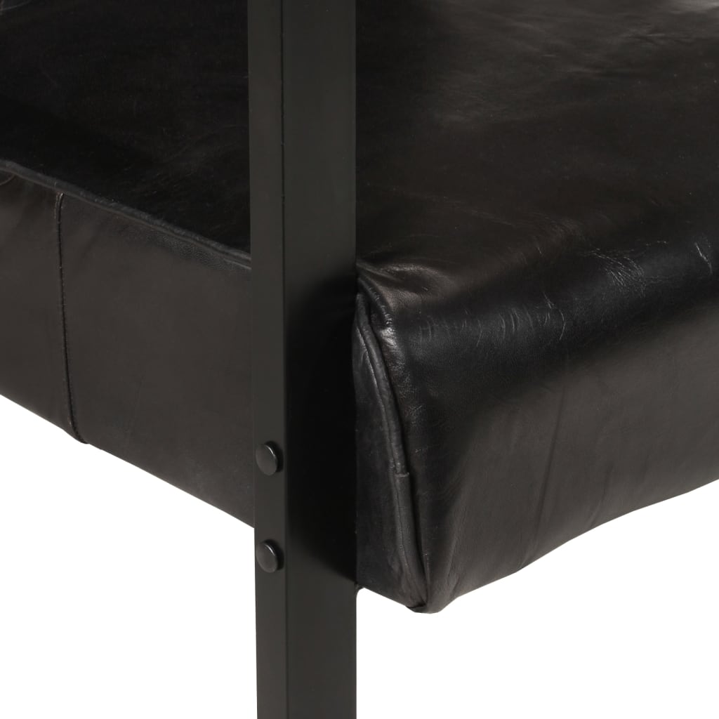 vidaXL atpūtas krēsls, 60x80x87 cm, melna dabīgā kazas āda