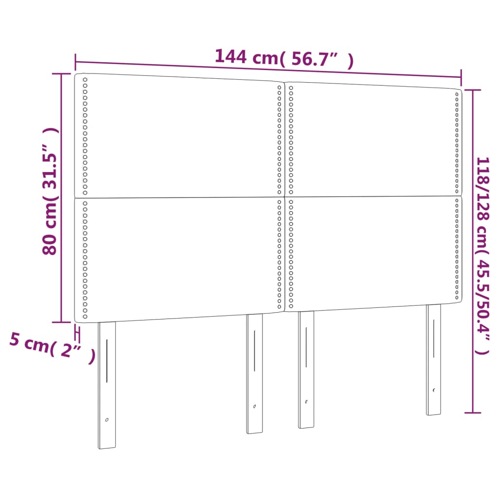 vidaXL gultas galvgaļi, 4 gab., 72x5x78/88 cm, pelēkbrūns audums