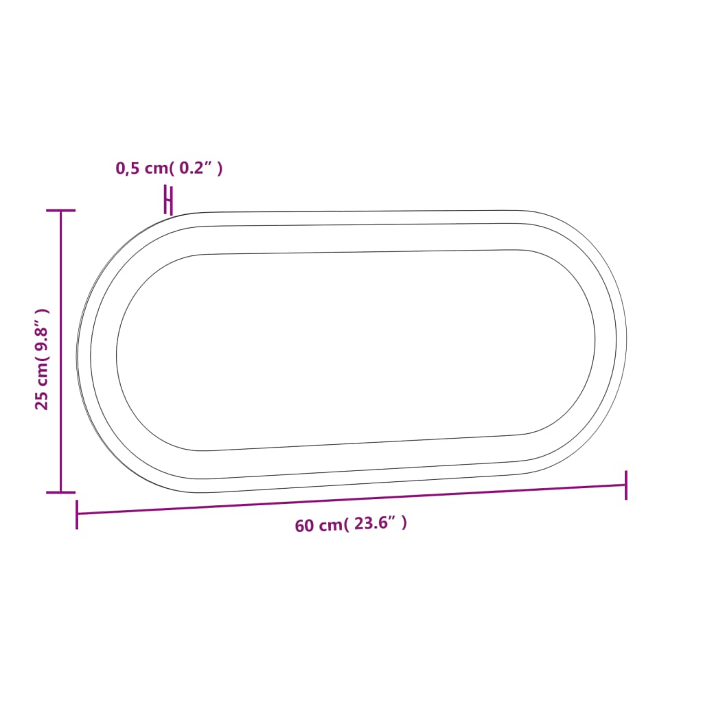 vidaXL vannasistabas spogulis ar LED, 60x25 cm, ovāls