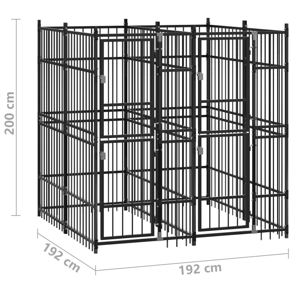 vidaXL suņu voljērs, 3,69 m², tērauds