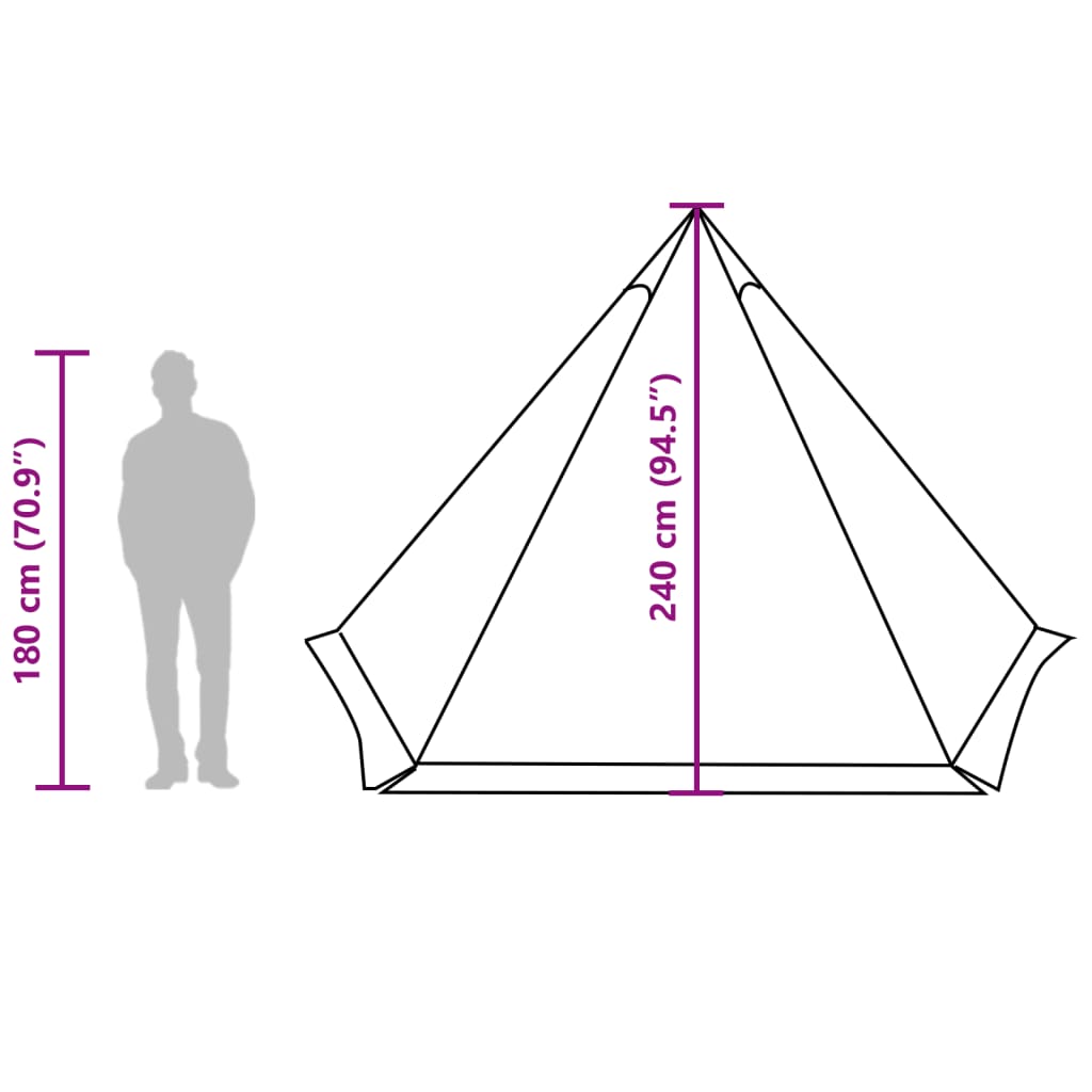 vidaXL ģimenes telts, tipi, 6 personām, pelēka, ūdensnecaurlaidīga