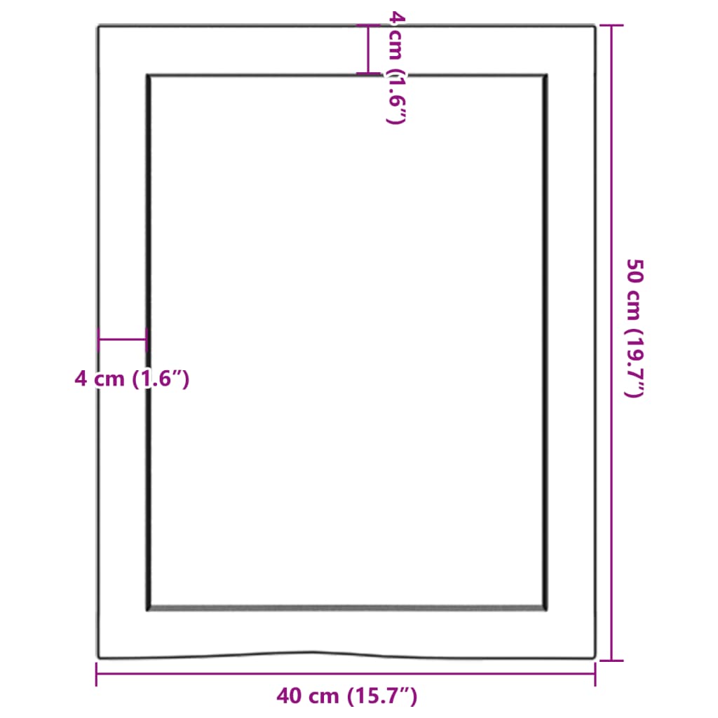 vidaXL sienas plaukts, 40x50x(2-4) cm, neapstrādāts ozola masīvkoks