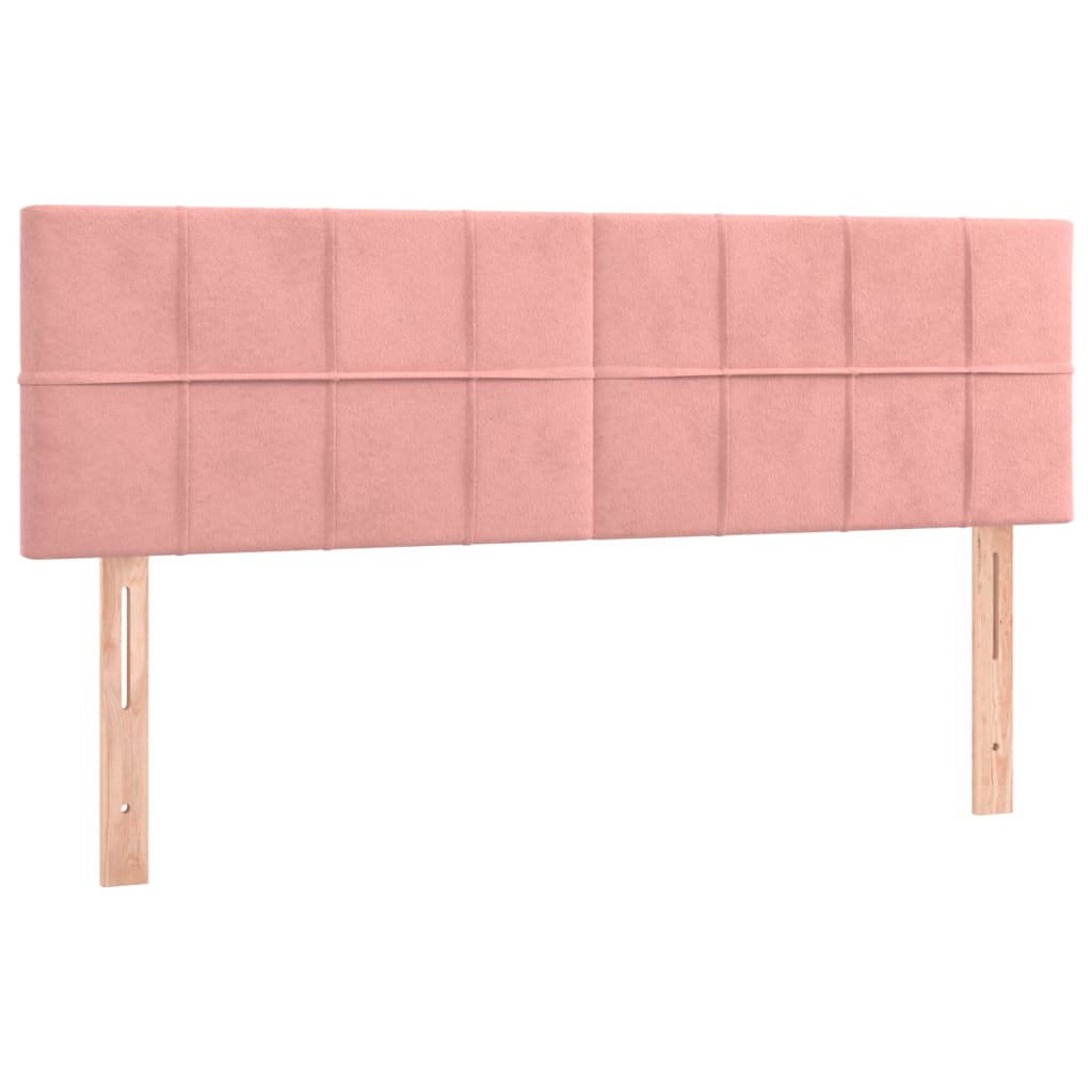 vidaXL atsperu gulta ar matraci, rozā samts, 140x190 cm