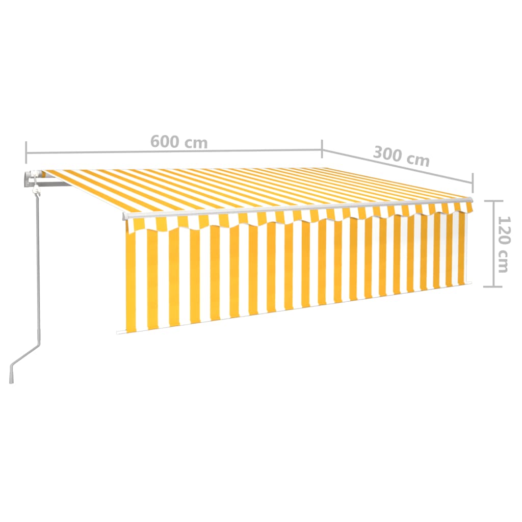 vidaXL izvelkama markīze ar žalūziju, 6x3 m, automātiska, dzeltenbalta