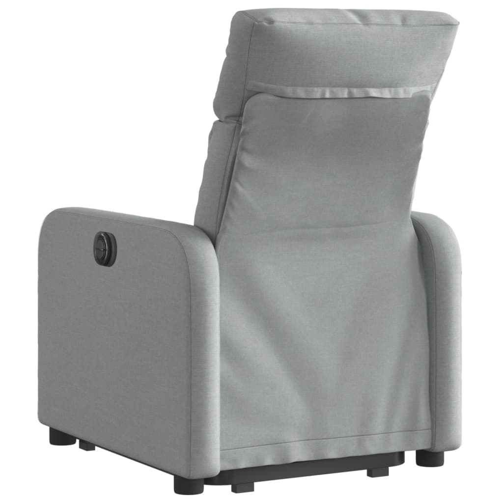 vidaXL atpūtas krēsls, paceļams, atgāžams, gaiši pelēks audums