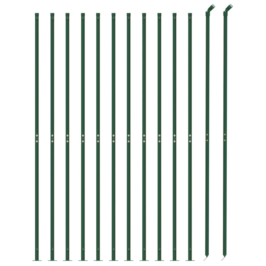 vidaXL stiepļu žogs ar atloku, 1,4x25 m, zaļš