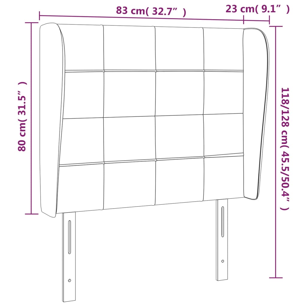 vidaXL galvgalis ar malām, 83x23x118/128 cm, tumši zaļš samts