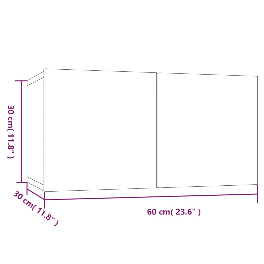 vidaXL sienas TV skapītis, pelēka ozola, 60x30x30cm, inženierijas koks