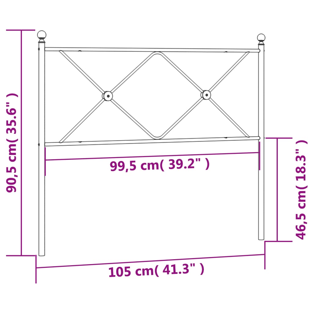 vidaXL gultas galvgalis, metāls, melns, 100 cm