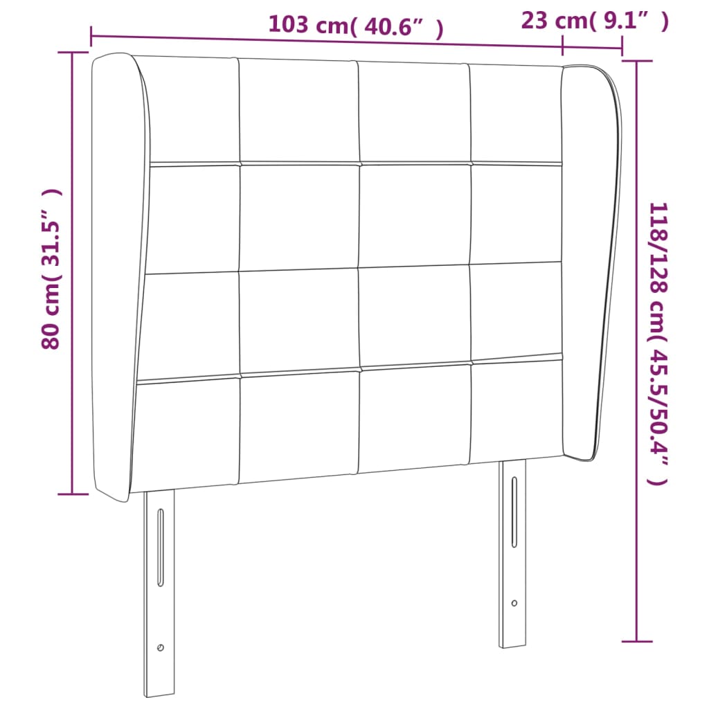 vidaXL galvgalis ar malām, 103x23x118/128 cm, tumši pelēks audums