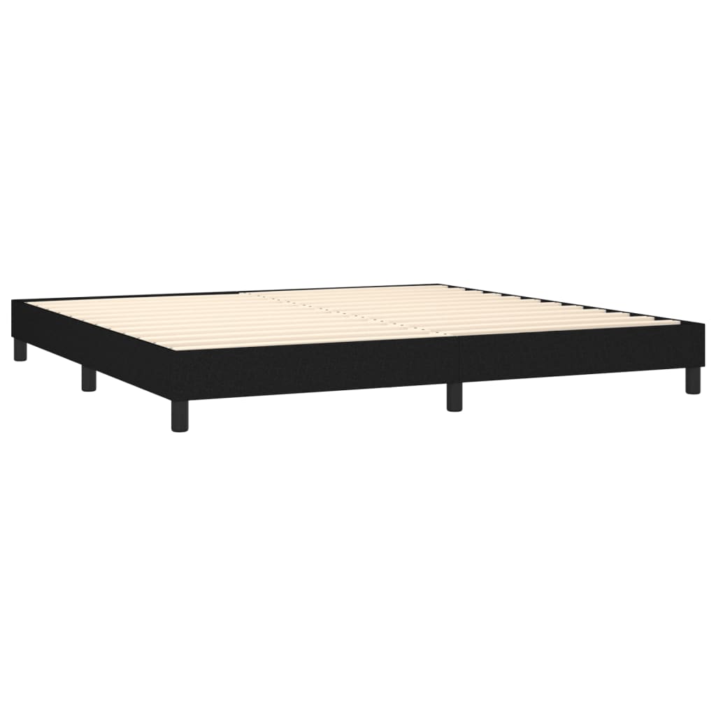 vidaXL atsperu gultas rāmis ar matraci, melna audums, 200x200 cm