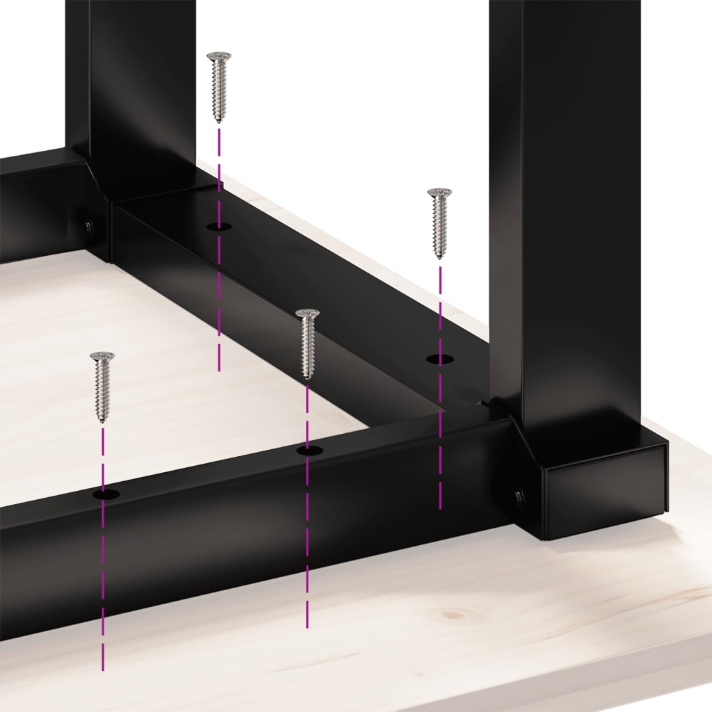 vidaXL virtuves galds, O-rāmis, 160x80x75,5 cm, priedes koks, čuguns