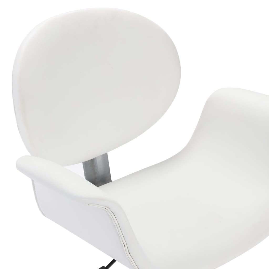 vidaXL grozāmi virtuves krēsli, 2 gab., balta mākslīgā āda