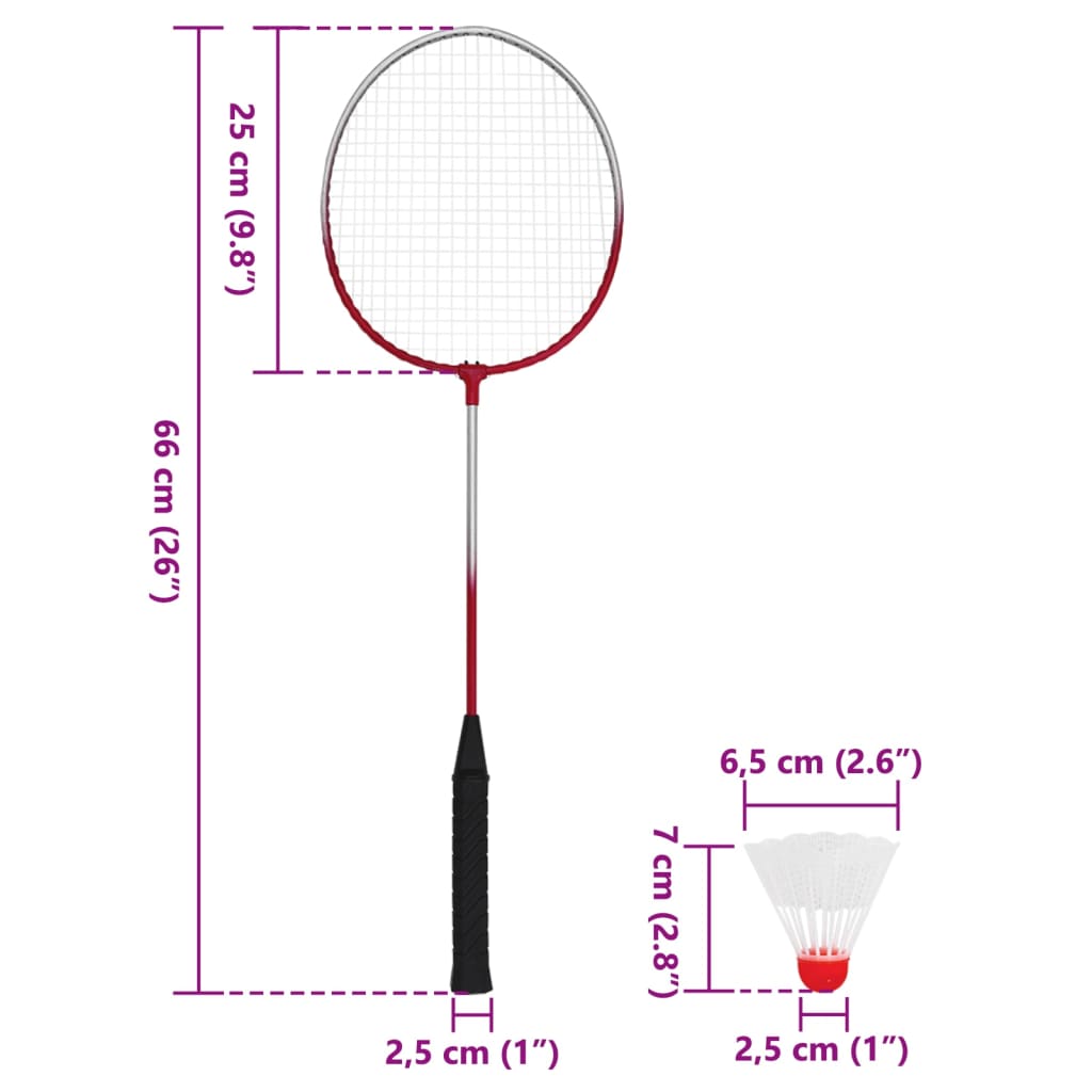 vidaXL badmintona komplekts ar 4 raketēm un tīklu 620x151 cm