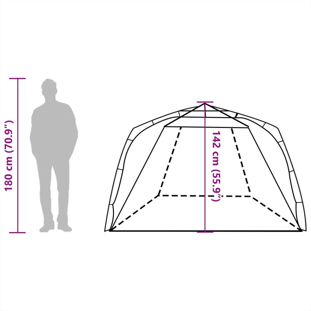 vidaXL pludmales telts 3 personām, pelēka, ūdensnecaurlaidīga