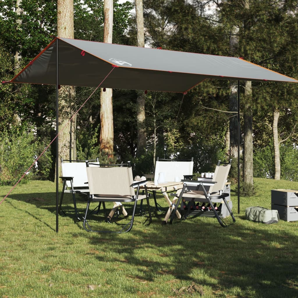 vidaXL kempinga tents, pelēka, oranža, 400x294 cm, ūdensizturīga