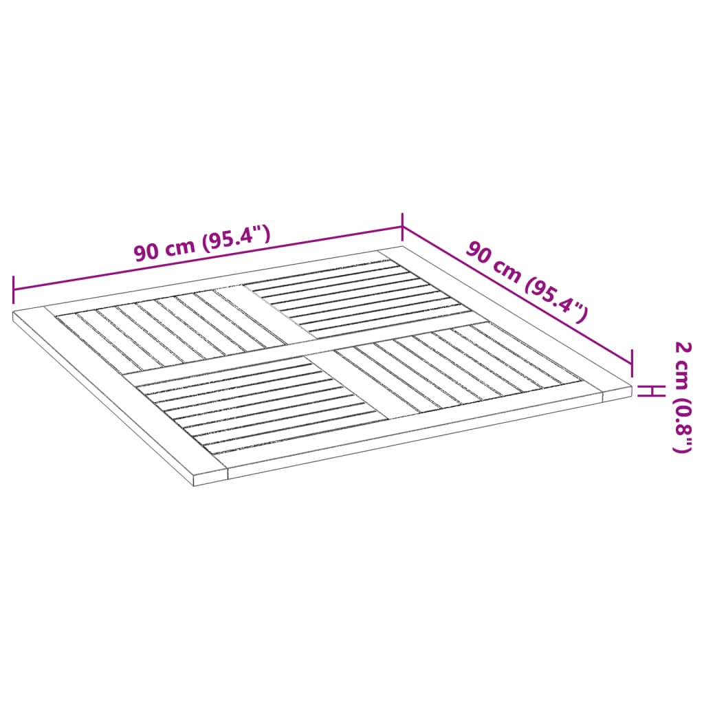 vidaXL galda virsma, 90x90x2,2 cm, dižskābarža koks, kvadrāta forma