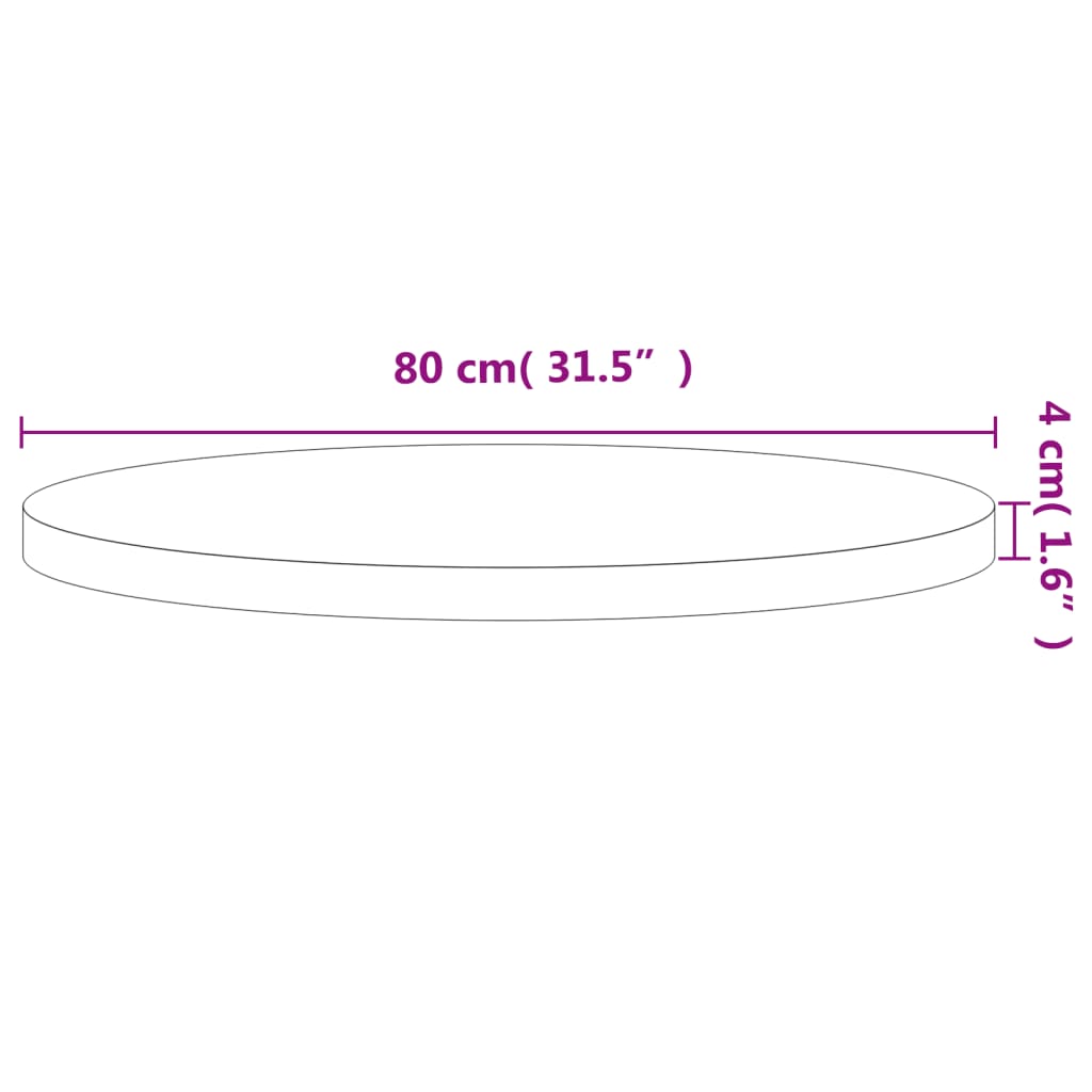 vidaXL galda virsma, Ø80x4 cm, apaļa, dižskābarža masīvkoks