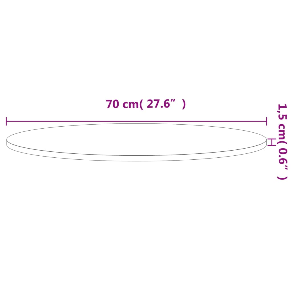 vidaXL galda virsma, Ø70x1,5 cm, apaļa, dižskābarža masīvkoks