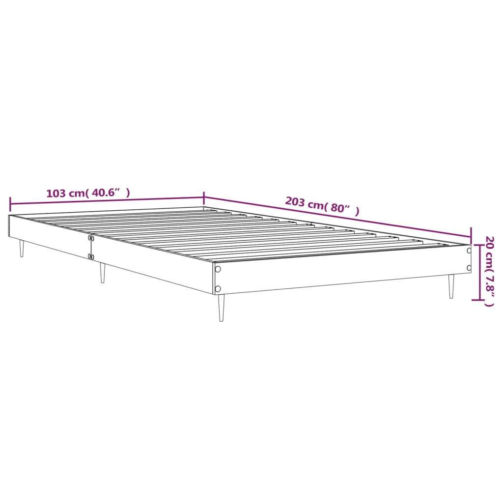 vidaXL gultas rāmis, ozolkoka krāsā, 100x200 cm, inženierijas koks