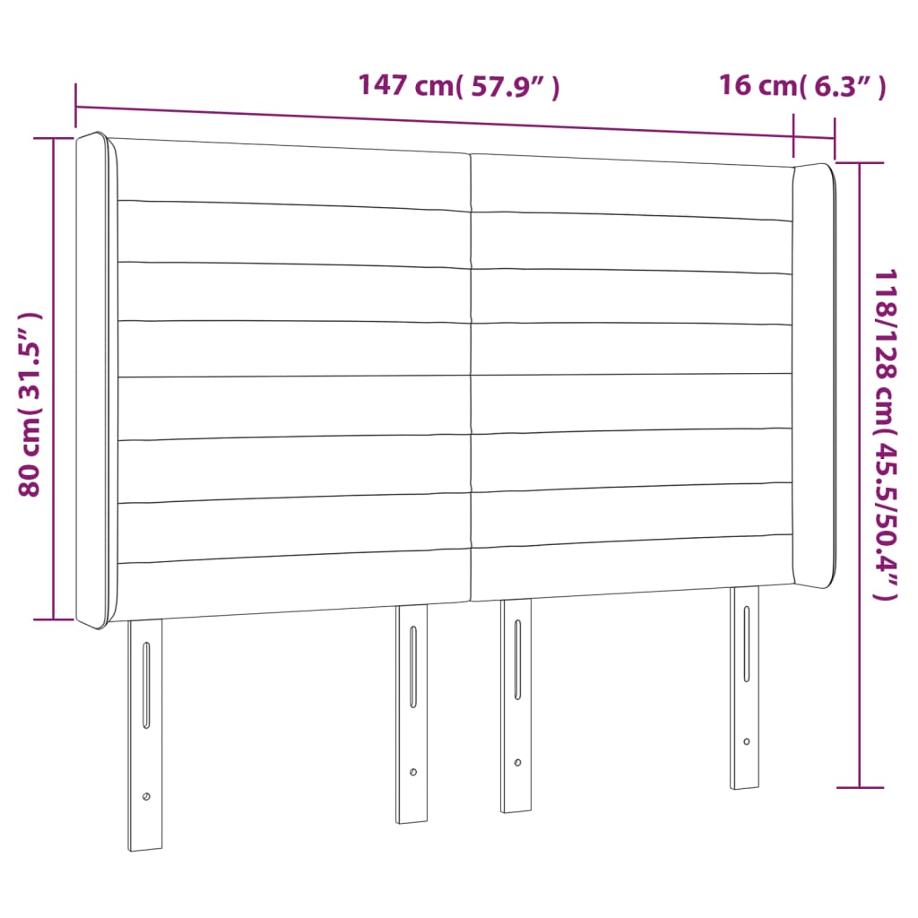 vidaXL gultas galvgalis ar LED, 147x16x118/128 cm, zaļš audums