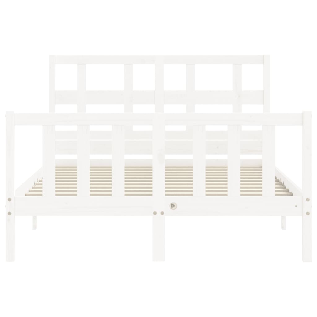 vidaXL gultas rāmis ar galvgali, 120x200 cm, masīvkoks, balts