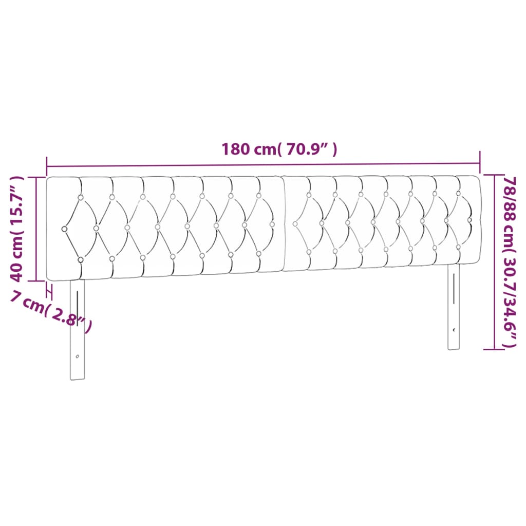 vidaXL gultas galvgalis ar LED, 180x7x78/88 cm, gaiši pelēks audums