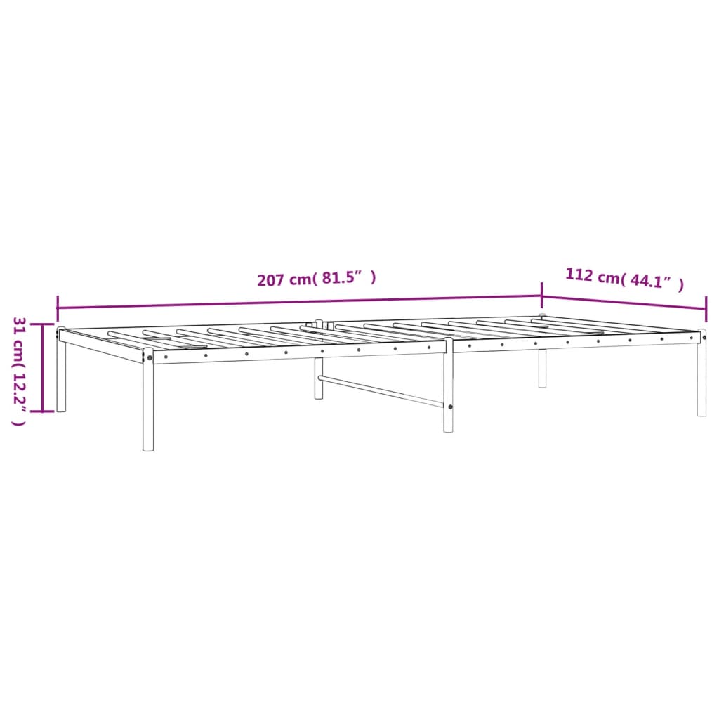 vidaXL gultas rāmis, melns metāls, 107x203 cm