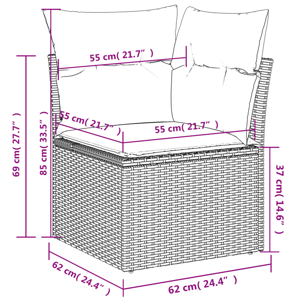 vidaXL 4-daļīgs dārza dīvānu komplekts, matrači, brūna PE rotangpalma