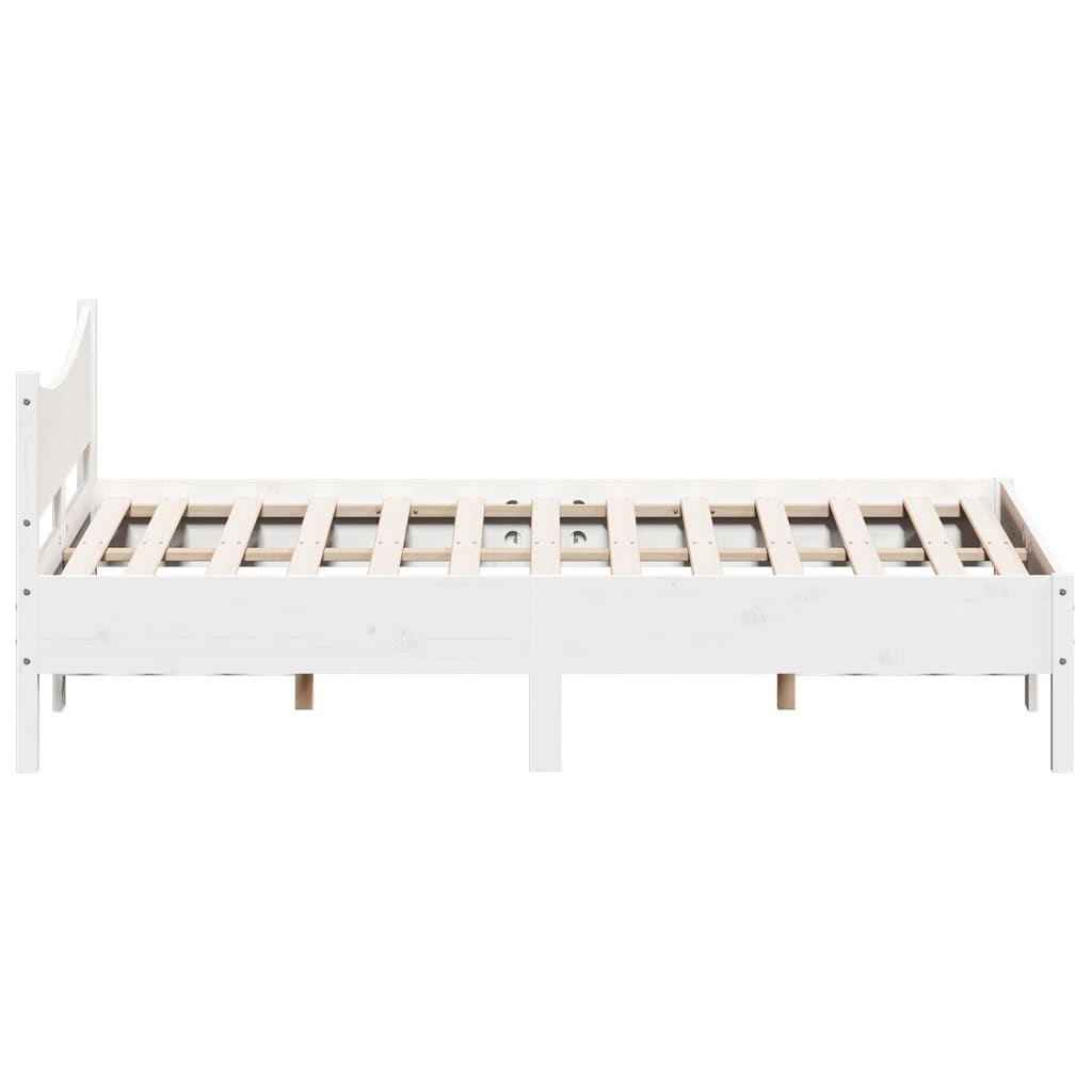vidaXL gultas rāmis, balts, 120x190 cm, priedes masīvkoks