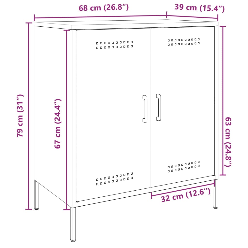 vidaXL kumode, antracītpelēka, 68x39x79 cm, tērauds