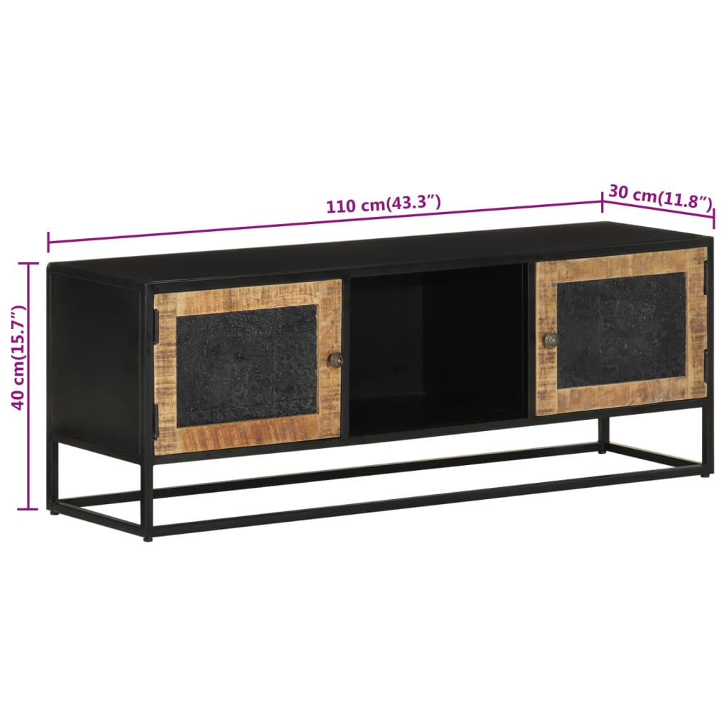 vidaXL TV skapītis, 110x30x40 cm, mango masīvkoks un dzelzs