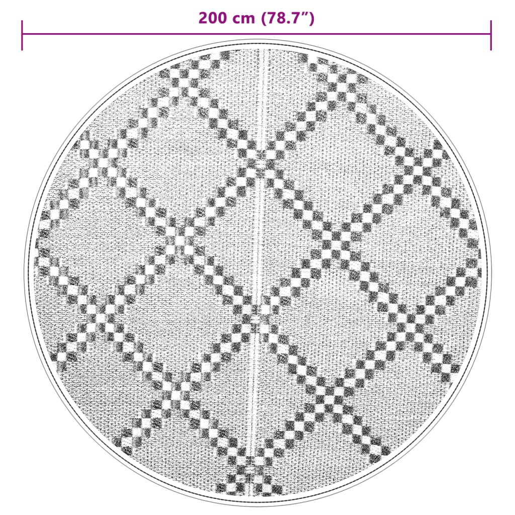 vidaXL āra paklājs, Ø200 cm, brūns, PP