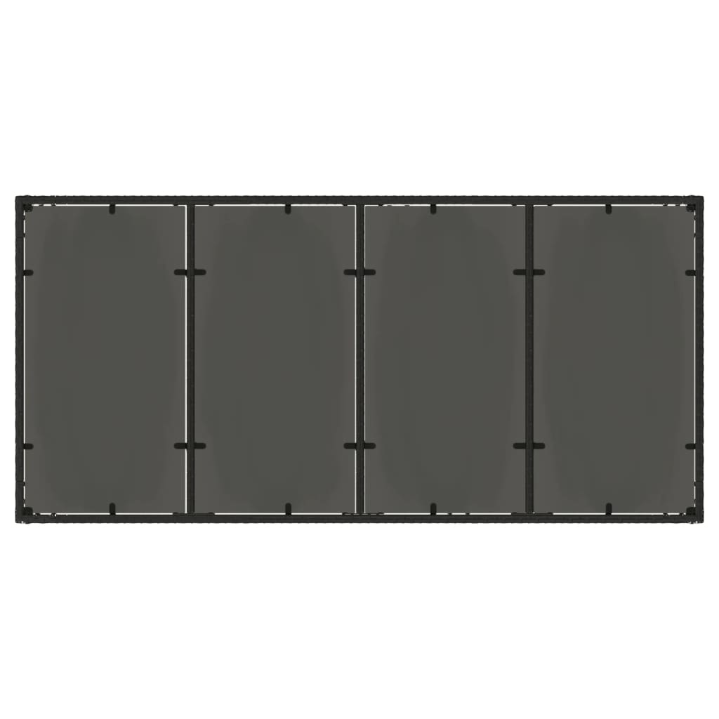 vidaXL dārza galds ar stikla virsmu, 190x90x75cm, melna PE rotangpalma