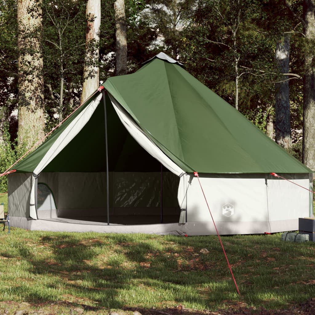 vidaXL ģimenes telts, tipi, 12 personām, zaļa, ūdensnecaurlaidīga