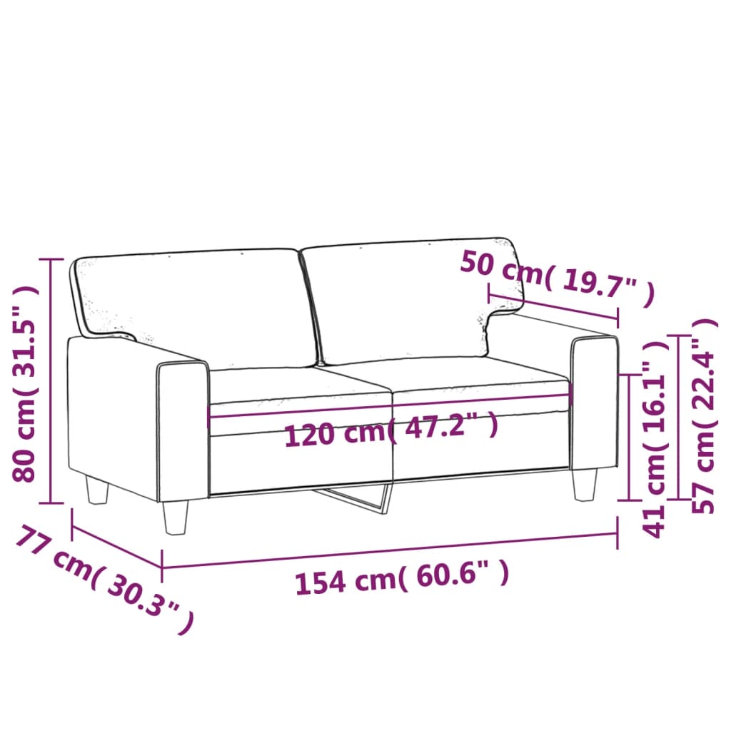 vidaXL divvietīgs dīvāns, melns, 120 cm, mākslīgā āda