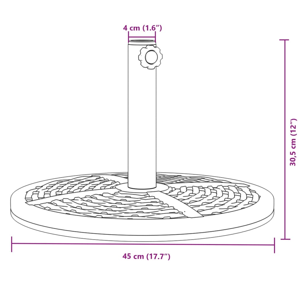 vidaXL saulessarga pamatne ar riteņiem, Ø38 / 48 mm kātiem, 12 kg