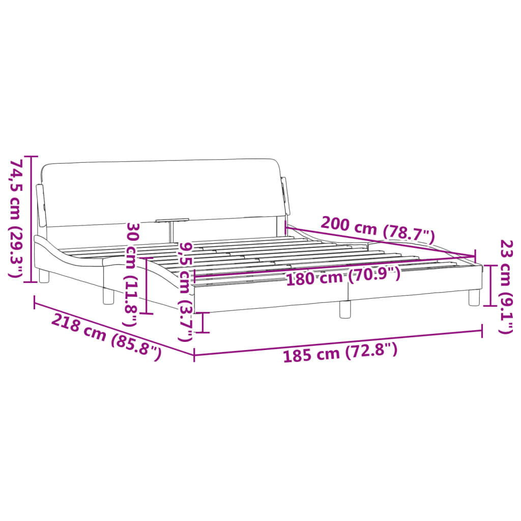 vidaXL gultas rāmis ar galvgali, gaiši pelēks, 180x200 cm, audums