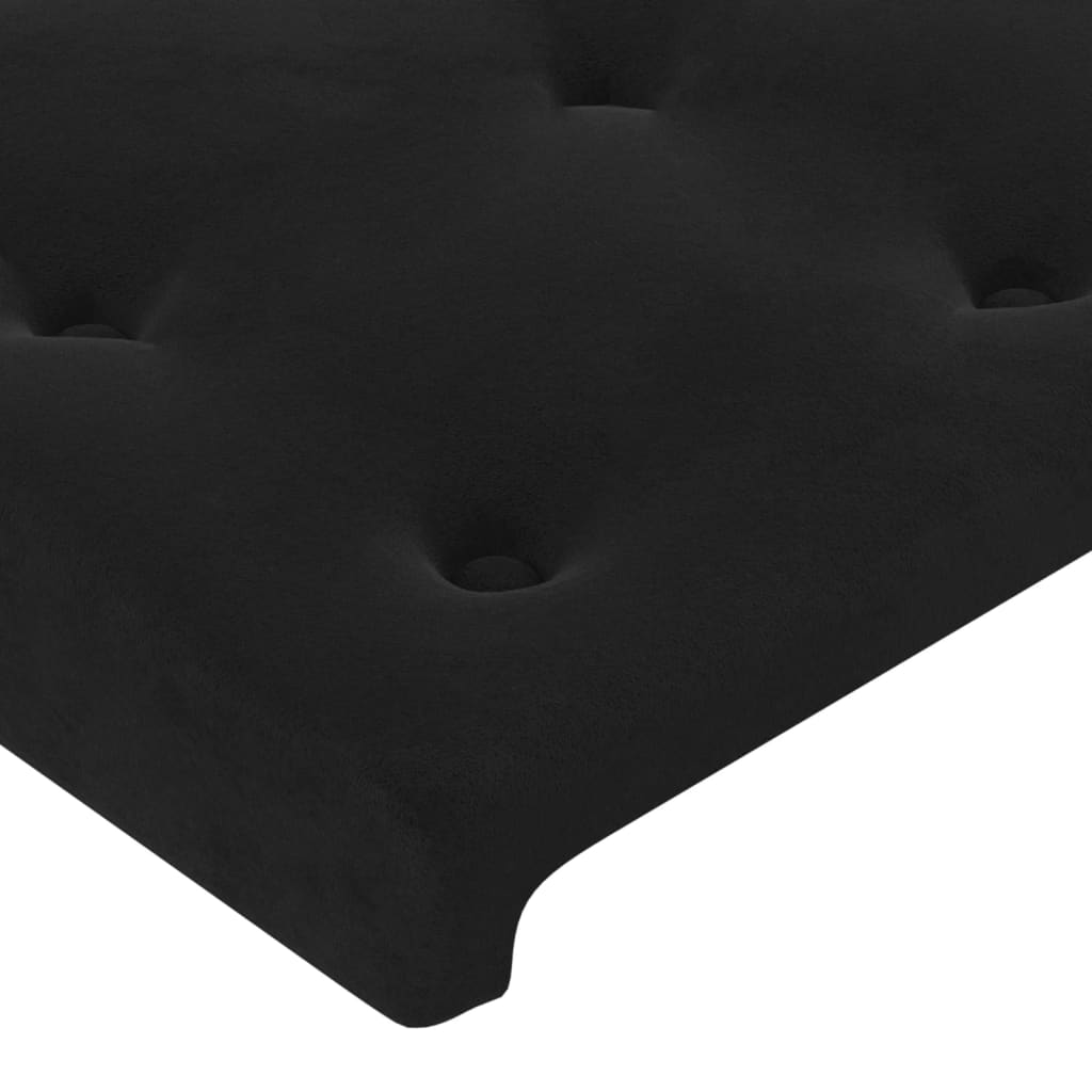 vidaXL gultas galvgalis ar LED, 183x16x78/88 cm, melns samts