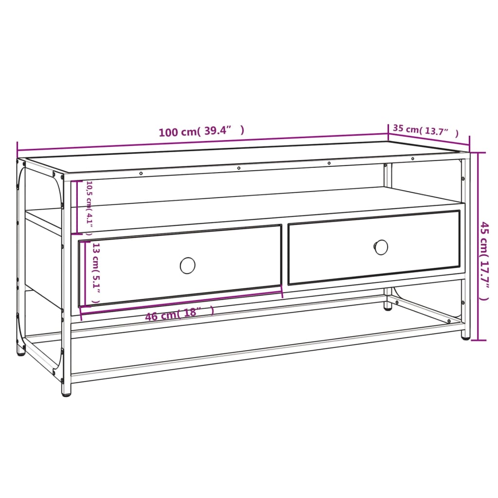 vidaXL TV plaukts, 100x35x45 cm, inženierijas koks, melns