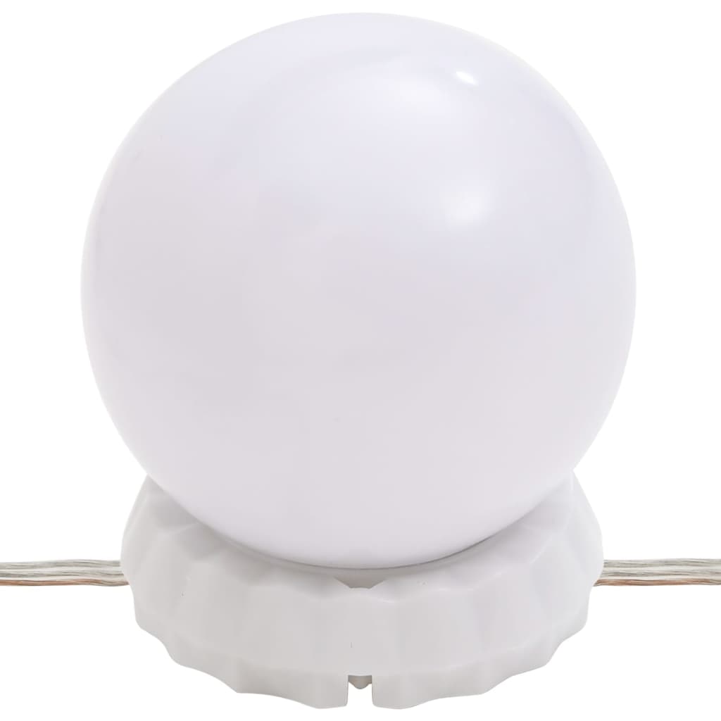 vidaXL spoguļgaldiņš ar LED, balts, 95x50x133,5 cm, priedes masīvkoks