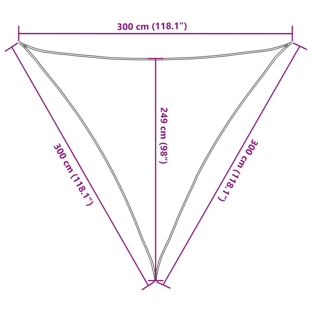 vidaXL saules aizsargs, 3x3x3 m, 100% poliesters, Oksforda audums