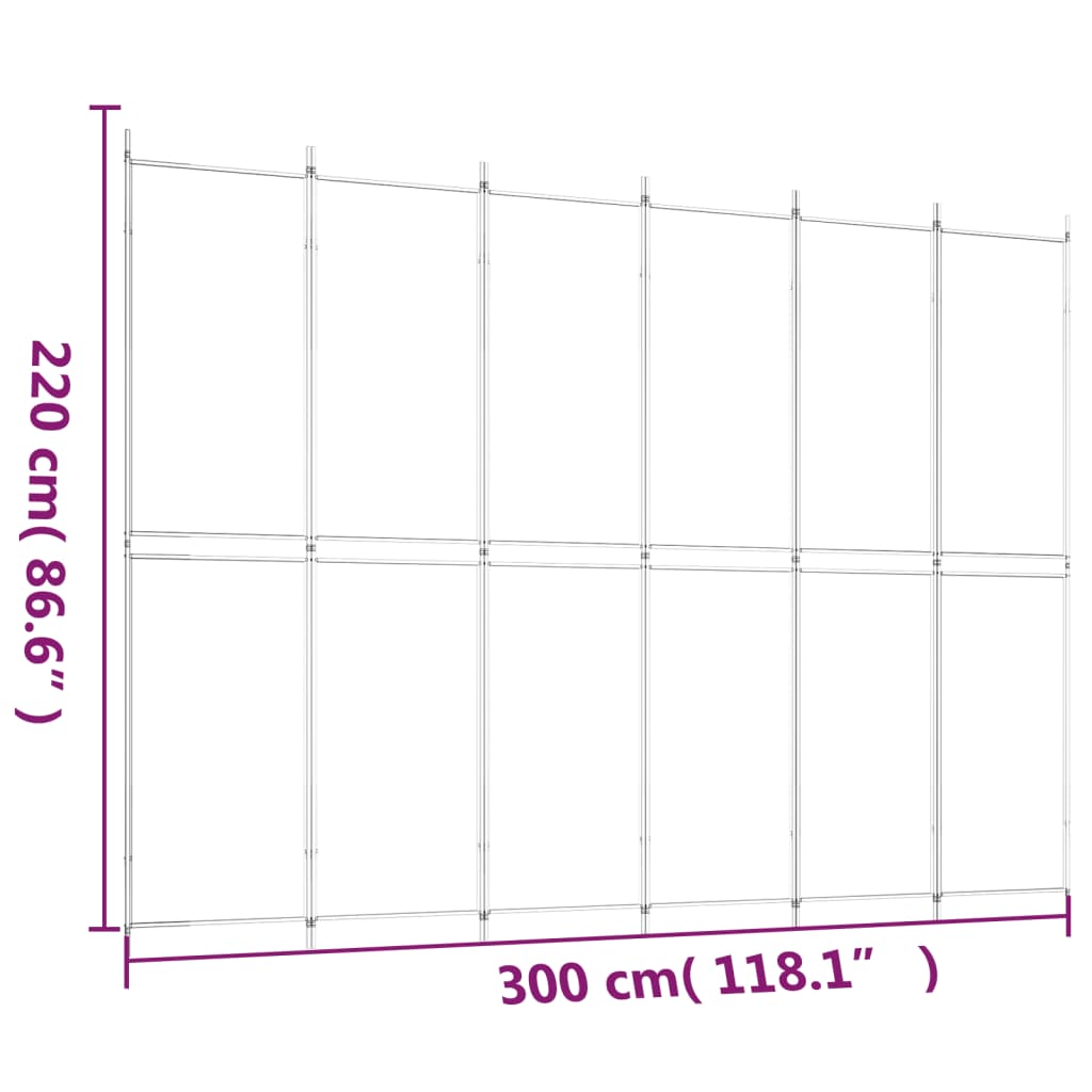 vidaXL 6-paneļu istabas aizslietnis, 300x220 cm, antracītpelēks audums