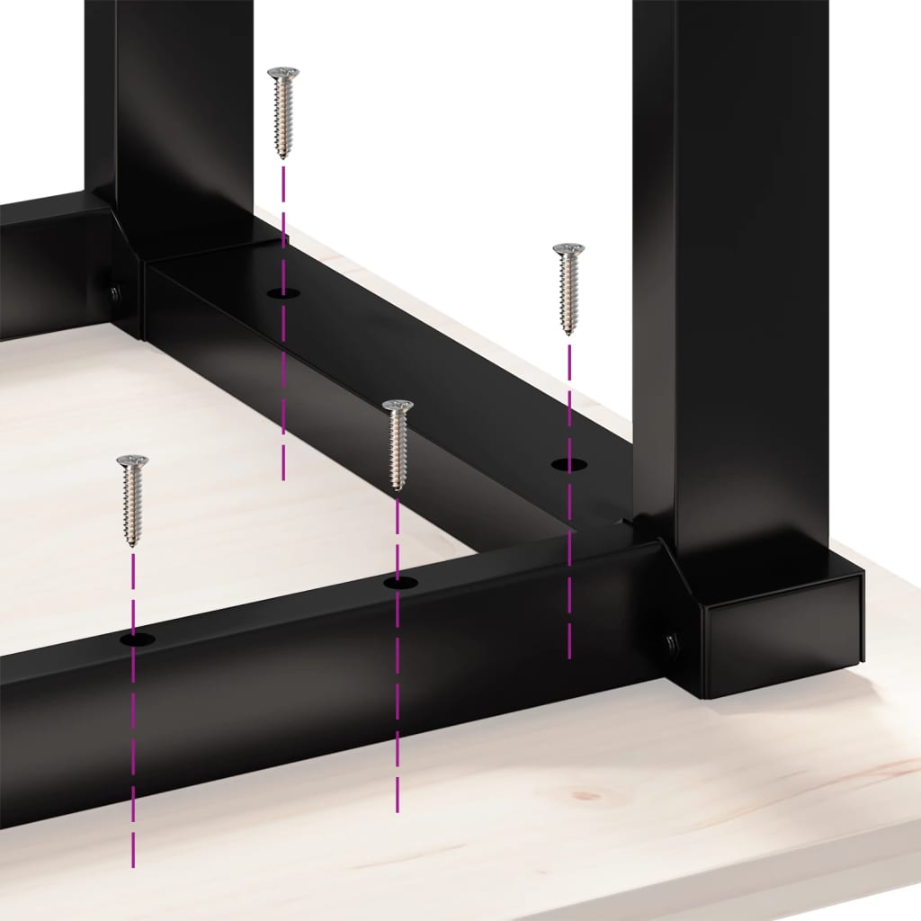 vidaXL virtuves galds, O-rāmis, 100x50x75,5 cm, priedes koks, čuguns