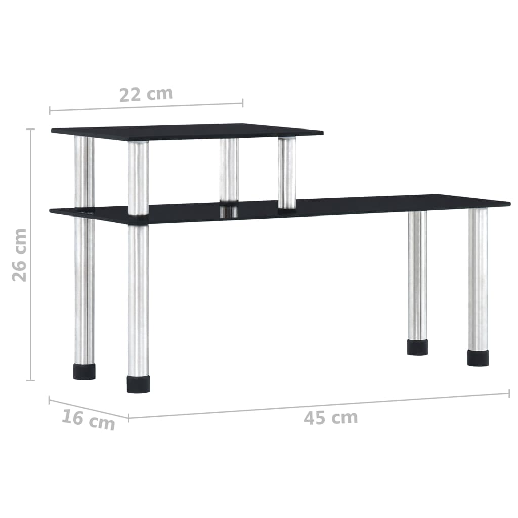 vidaXL virtuves plaukts, 45x16x26 cm, melns rūdīts stikls