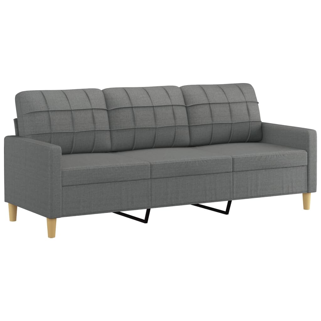 vidaXL trīsvietīgs dīvāns ar kājsoliņu, 180 cm, tumši pelēks audums