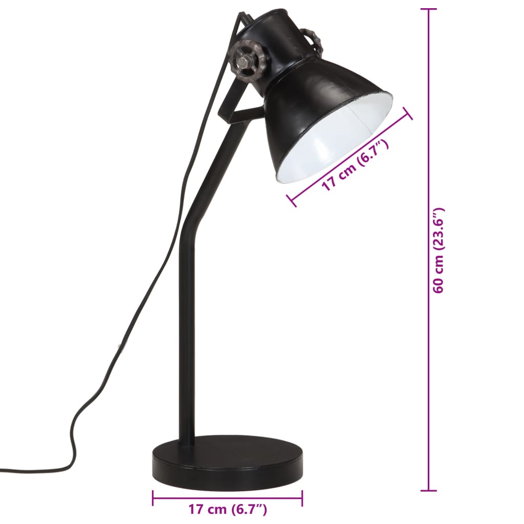 vidaXL galda lampa, 25 W, melna, 17x17x60 cm, E27