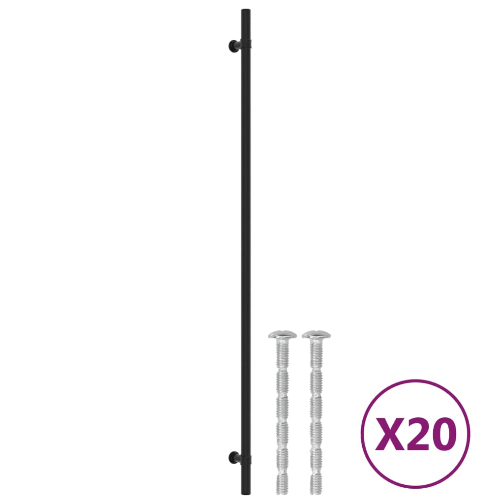 vidaXL skapja rokturi, 20 gab., melni, 480 mm, nerūsējošais tērauds